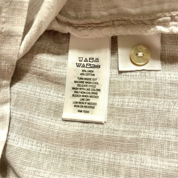 Sigrid Olsen Women’s Linen Blend Cropped Sleeveless Button Down Striped Shirt - Picture 5 of 5